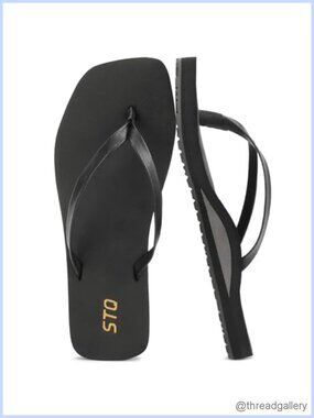 STQ Square Toe Flip Flops Yoga Mat Arch Support Non-Slip Sandals